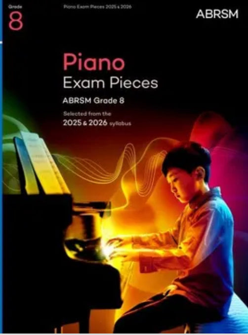 Inside view of ABRSM Grade 8 piano book with sheet music
