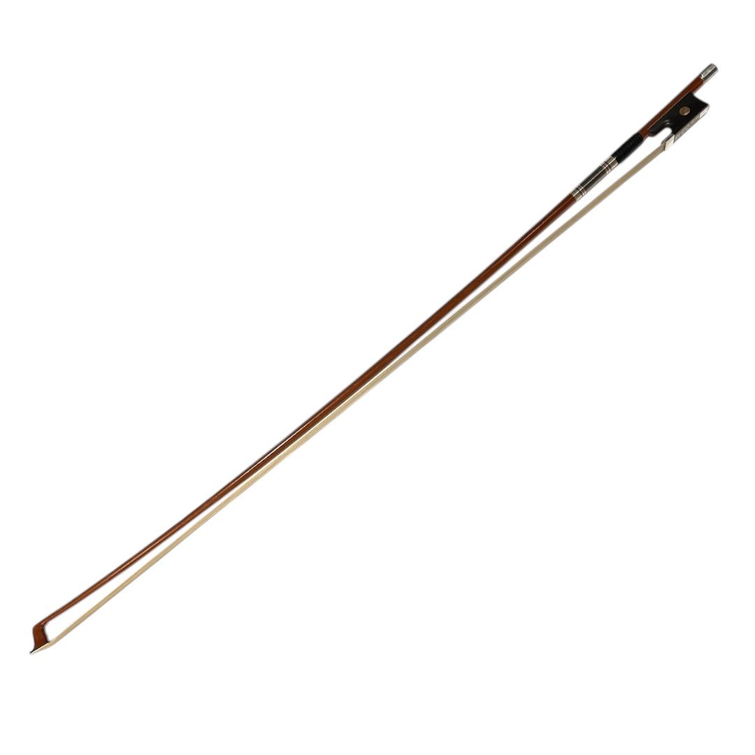 Pernambuco violin bow 4/4 with ebony frog and nickel-silver fittings.