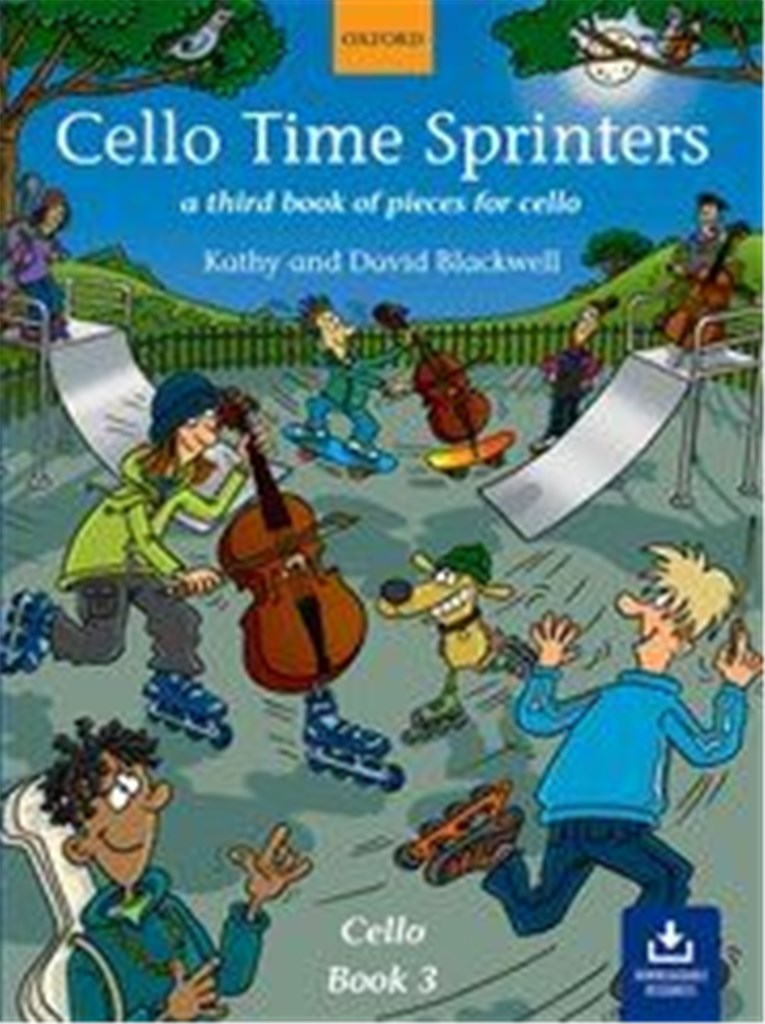 Sample pages from Cello Time Sprinters showing duet and style exercises