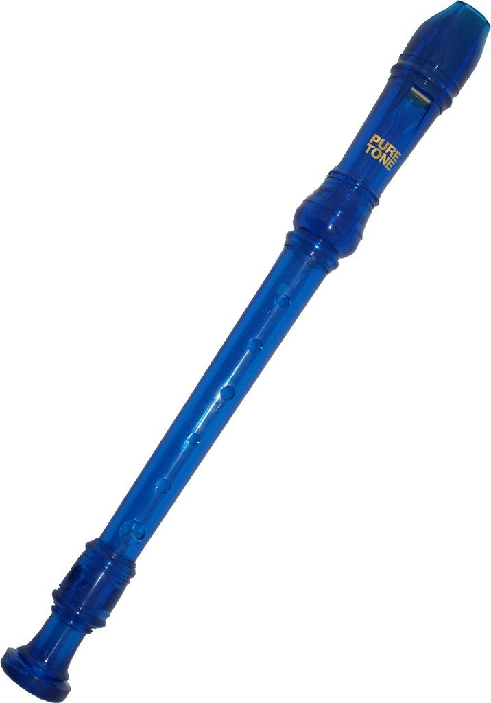 Three-piece plastic descant recorder for children in blue