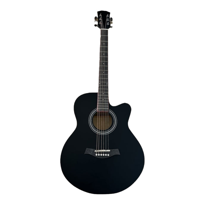 Kiltra A40 Cutaway Acoustic Guitar – Matte Black Finish, student acoustic guitar with cutaway design