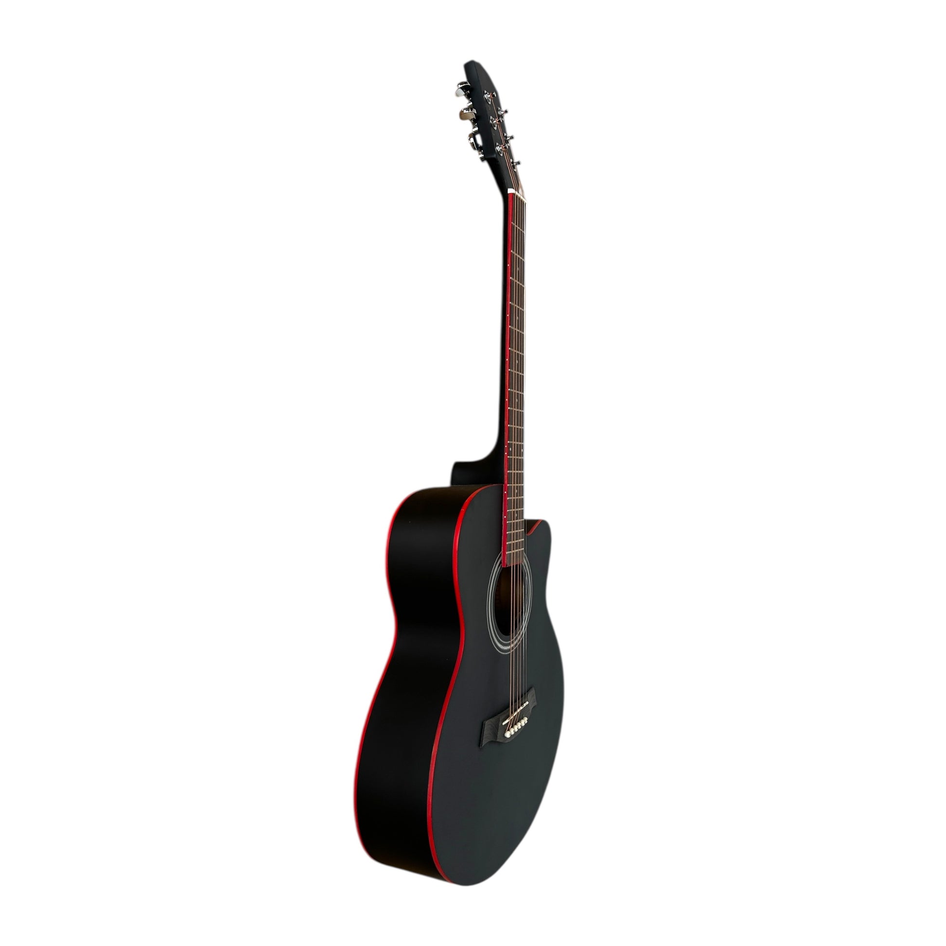 Kiltra A40 Cutaway Acoustic Guitar – Matte Black with Red Trim, striking finish student acoustic guitar