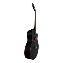 Load image into Gallery viewer, Kiltra A40 Cutaway Acoustic Guitar – Matte Black with Red Trim, striking finish student acoustic guitar
