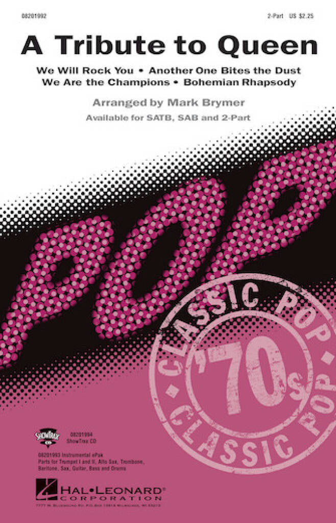  Queen Pop Rock Medley Vocal Score for Choir and Piano
