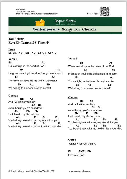You Belong free chord chart PDF cover with lyrics for church


