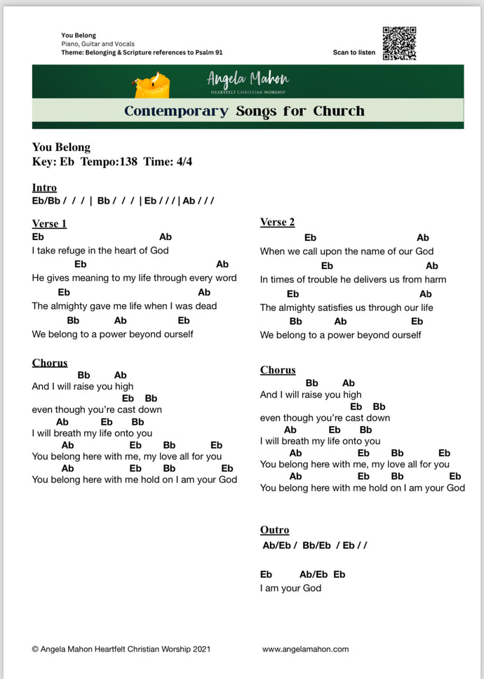 You Belong free chord chart PDF cover with lyrics for church


