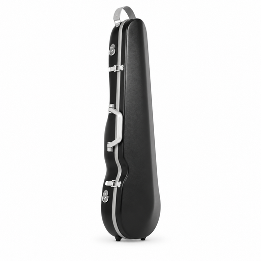 Premium Waterproof 4/4 Hard Shell Contour Violin Case with Padded Straps - Black with Silver Stripe