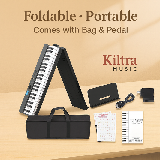 Konix PJ61B 61-Key Foldable Digital Piano – with Pedal & Carry Case