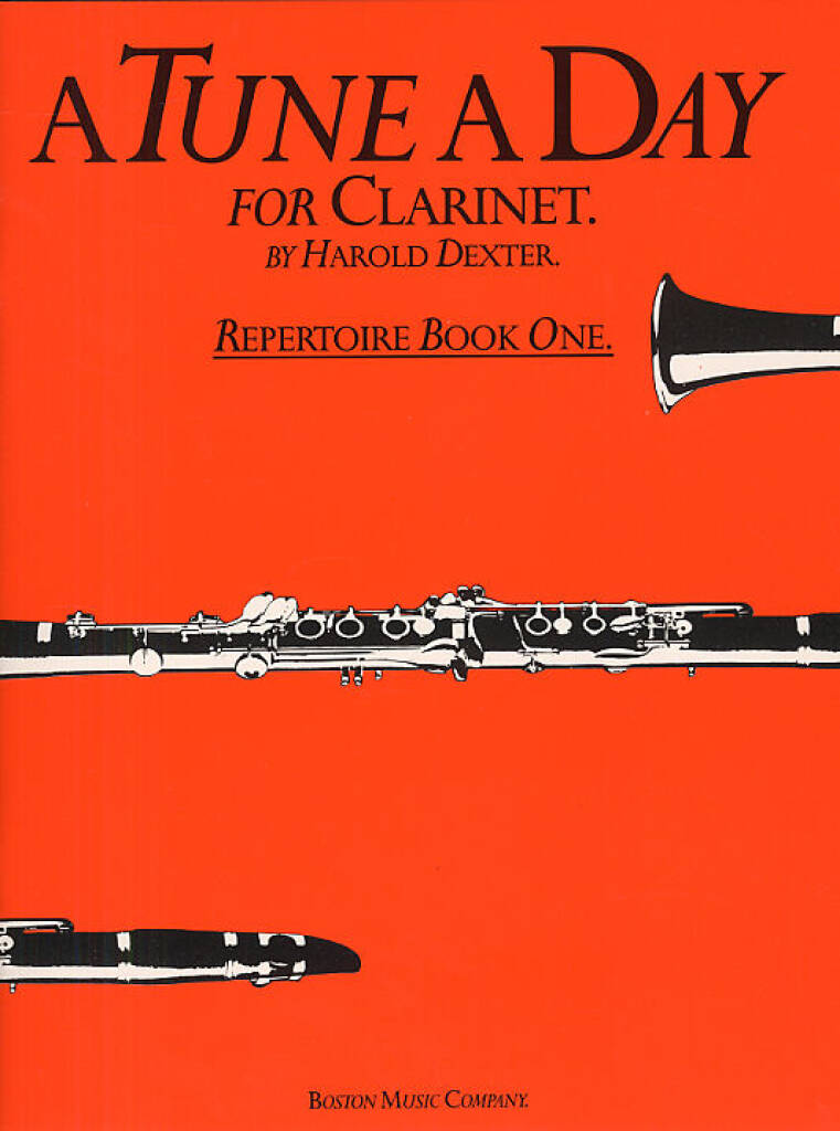 Inside pages showing clarinet and piano parts for beginner pieces

