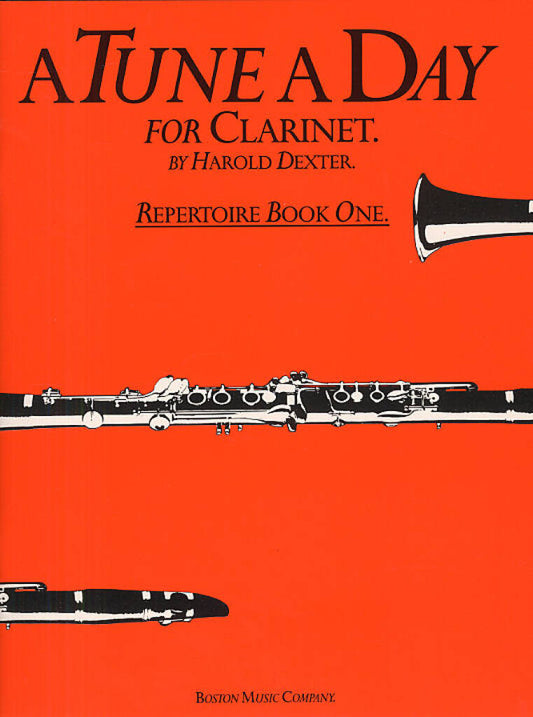 Inside pages showing clarinet and piano parts for beginner pieces

