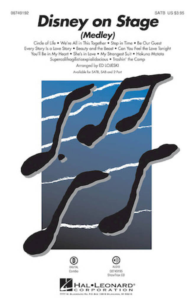 Sheet music from Disney on Stage 2-part choir medley

