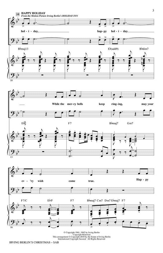 Sheet music pages from Irving Berlin's Christmas choir and band medley

