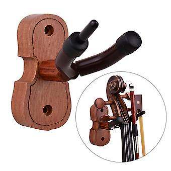 Hardwood violin hanger hook with bow holder, wall mount kit, solid wood base, soft silicone padding.