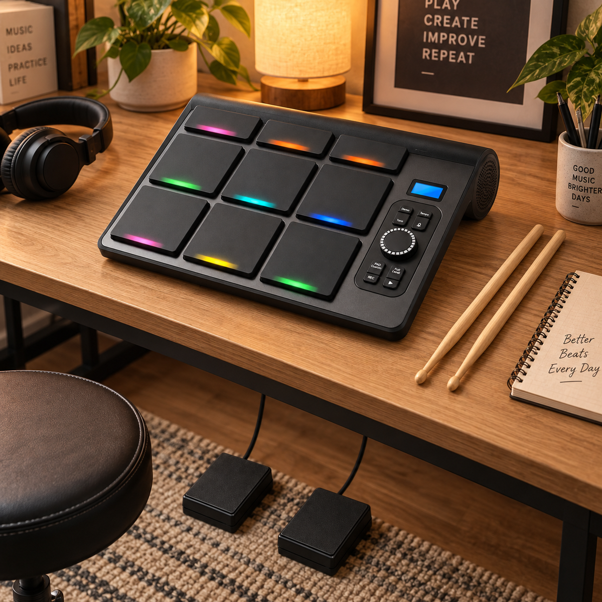 Portable Electronic Drum Kit – KONIX ED02 Tabletop Drum Pad