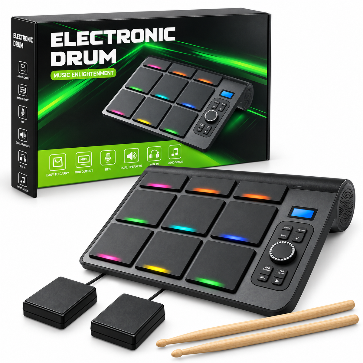 Portable Electronic Drum Kit – KONIX ED02 Tabletop Drum Pad