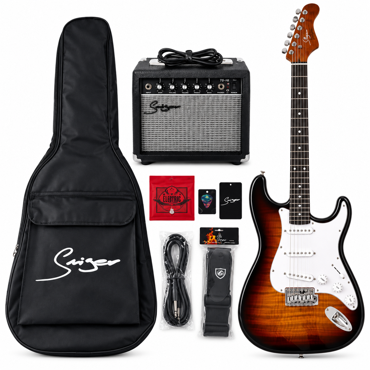 Smiger Electric Guitar Complete Starter Pack – Sunburst