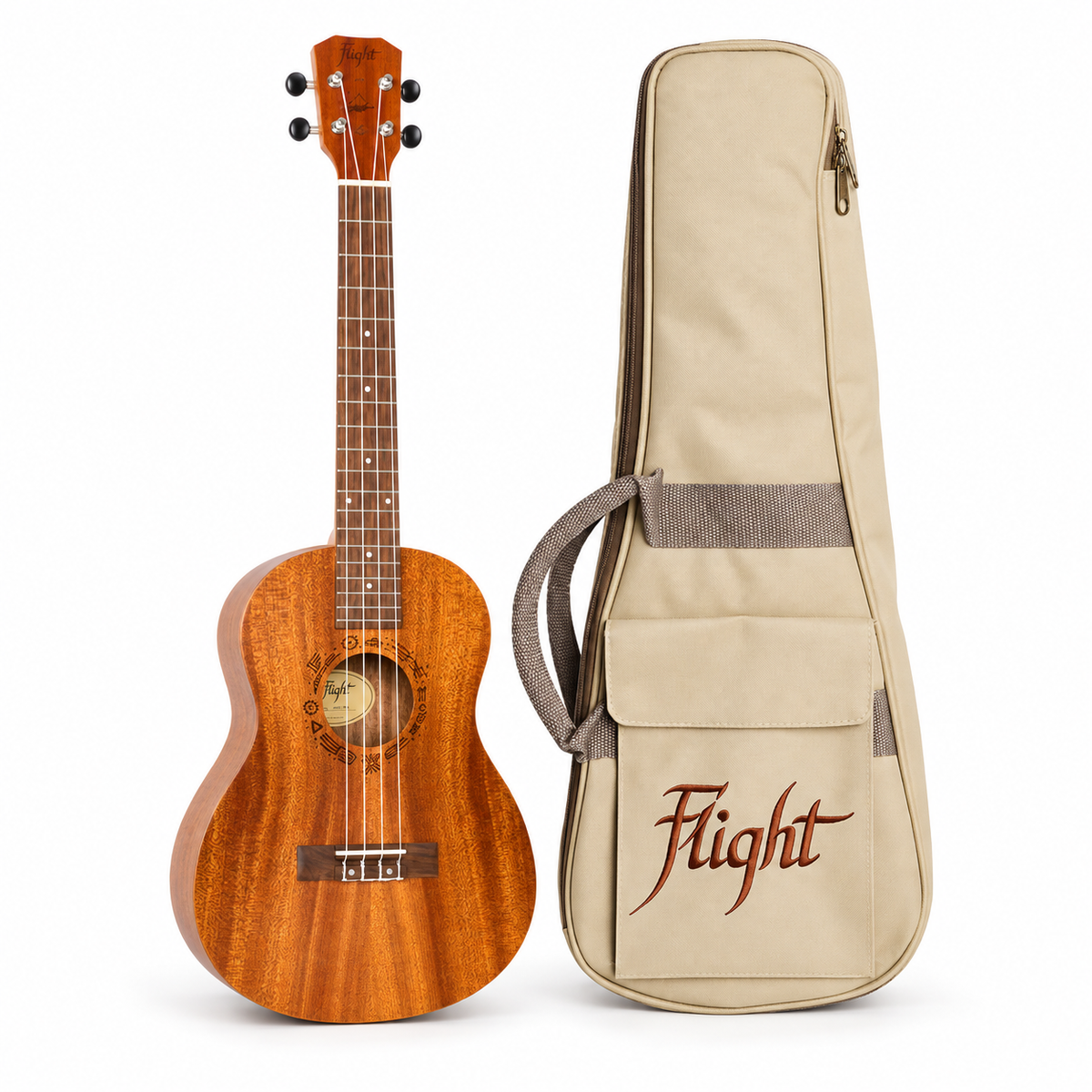 Flight NUB310 Baritone Ukulele – Natural Sapele with Padded Gig Bag
