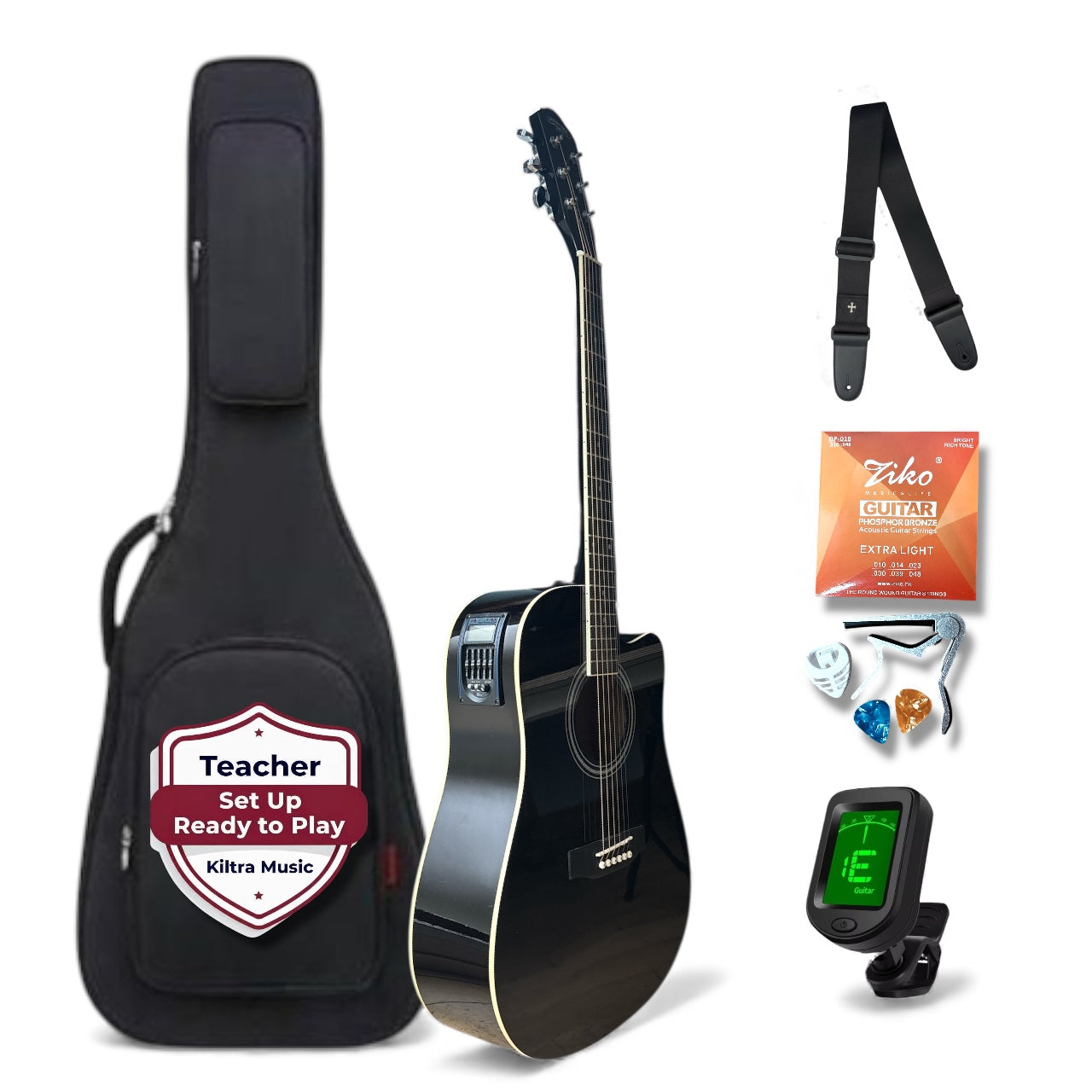 41" Electro-Acoustic Guitar Starter Pack with Pickup – (Teacher Set-Up Included)