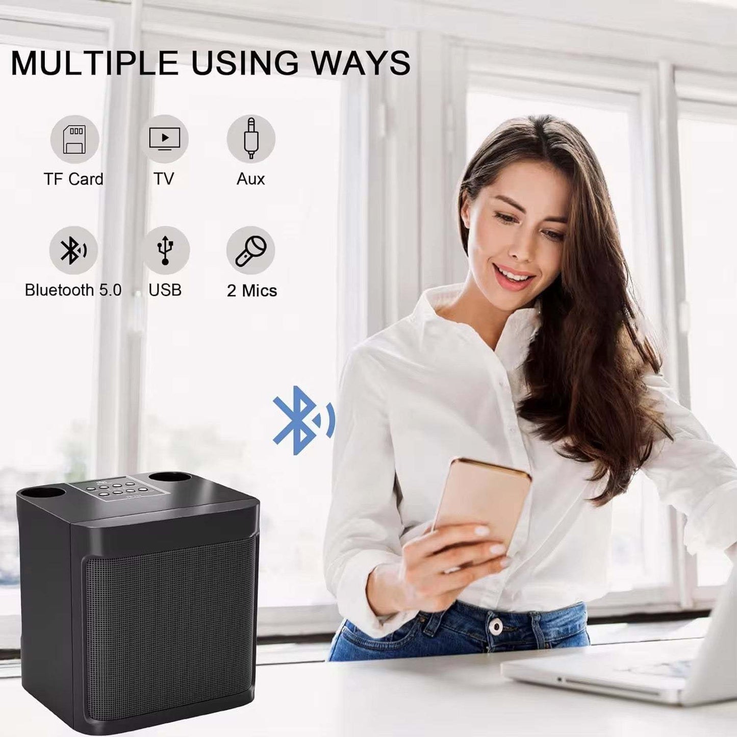 Wireless Bluetooth Karaoke Machine with Speakers and dual microphones