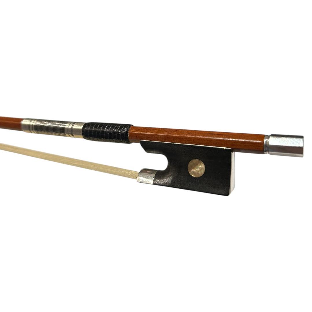 Pernambuco Violin Bow 4/4 with ebony frog and nickel-silver fittings, showcasing elegant craftsmanship and superior performance.