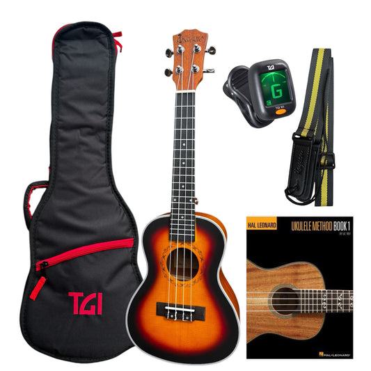Kiltra Music Concert Ukulele Starter Pack with TGI Bag & Method Book