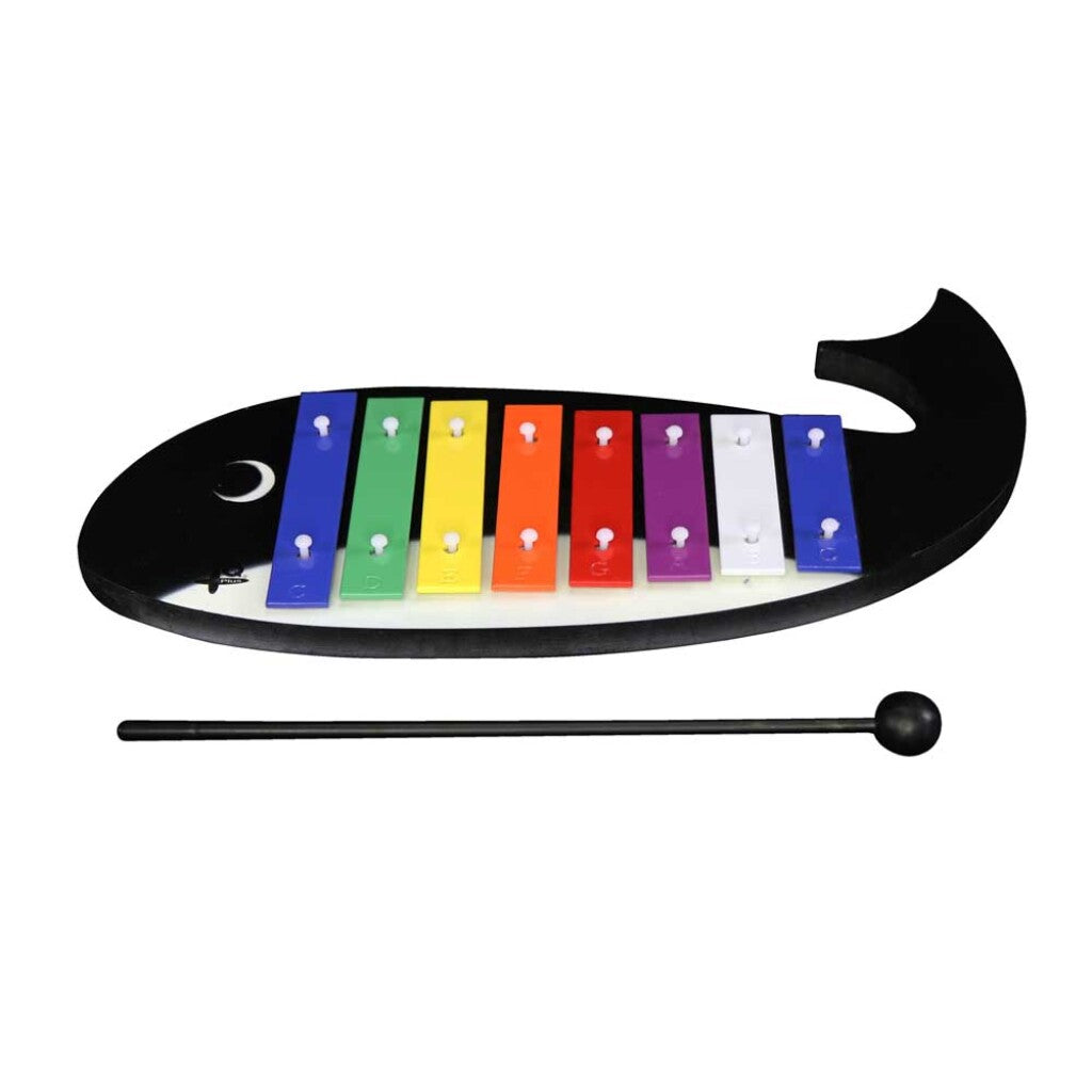 Colorful kids glockenspiel shaped like a whale

