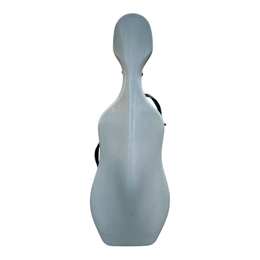 Lightweight Kyliesman cello hard case with wheels in maroon, black, and white finishes
