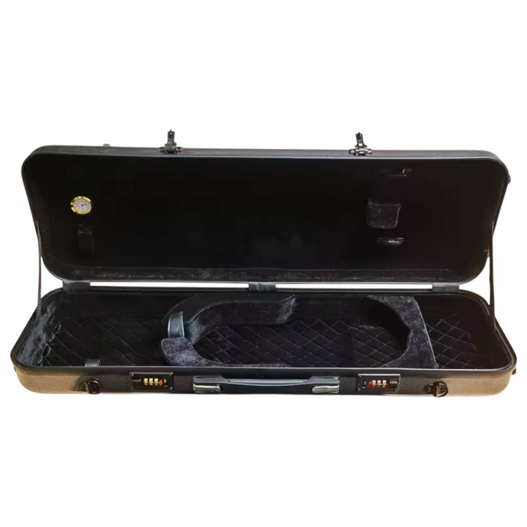 Polycarbonate oblong violin case in black finishes
