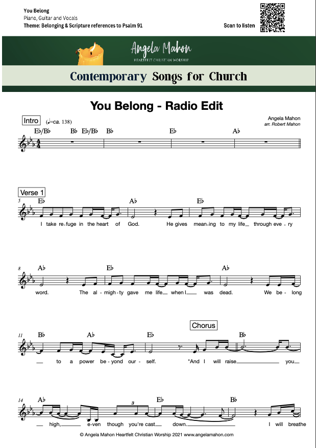 You Belong lead sheet with themes of trust and refuge

