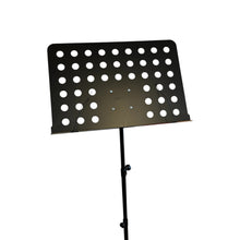 Cargar imagen en el visor de la galería, Black orchestral music stand with adjustable height and sturdy base

