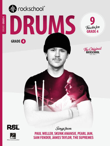 Inside preview of drum notation from Grade 4 Rockschool syllabus

