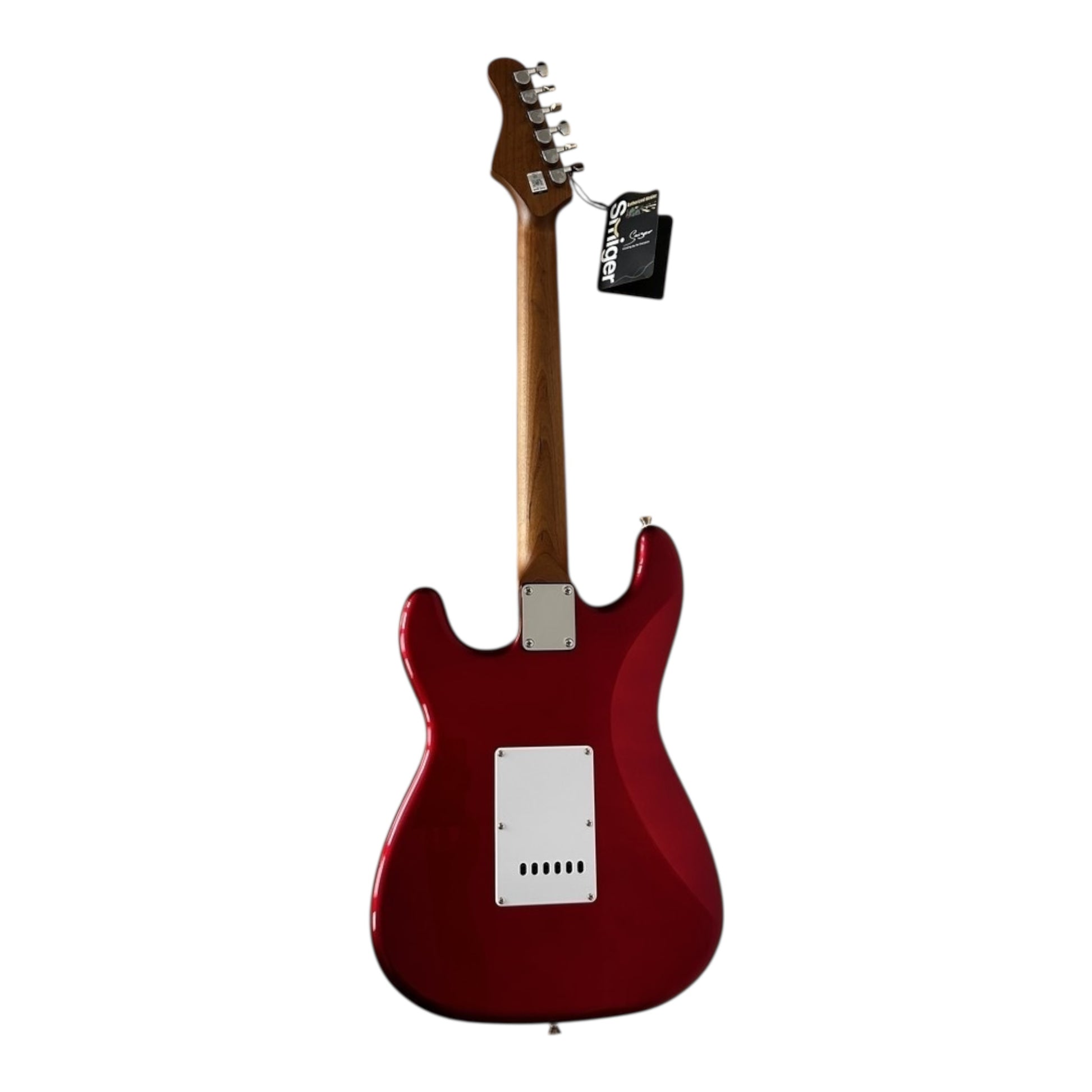 Smiger LG1M Electric Guitar HSS Bundle Metallic Red finish, back view
