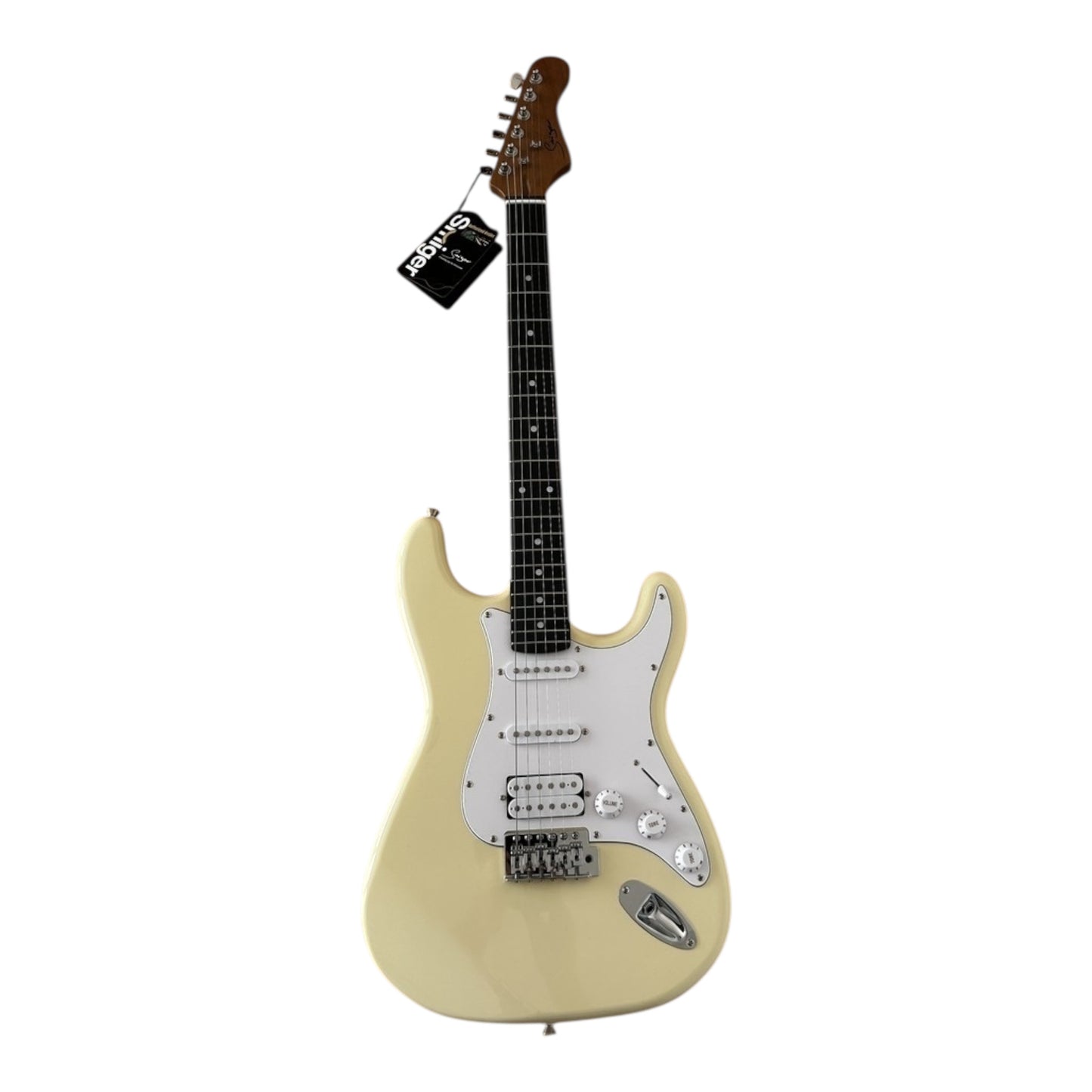 Smiger LG1M Electric Guitar HSS Bundle  Vintage Cream finish, front view
