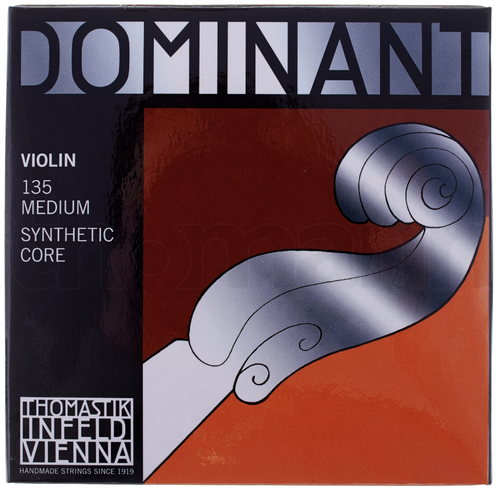 Full view of aluminium and silver wound violin strings set

