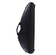 Cargar imagen en el visor de la galería, Violin case with hard shell and half-moon design, lightweight, waterproof, polycarbonate, black stripe pattern.

Ultra Light Violin Case Half Moon Design


