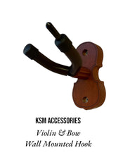 Load image into Gallery viewer, High-quality violin wall mount with integrated bow holder, offering reliable protection and easy installation.
