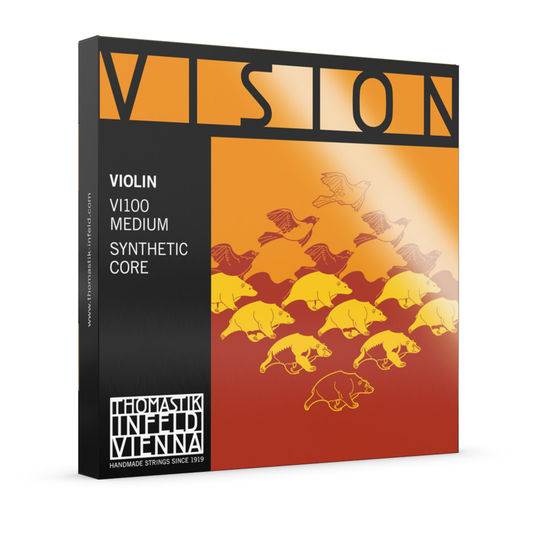 Vision Violin Strings Set with synthetic core for stable tuning and modern sound.