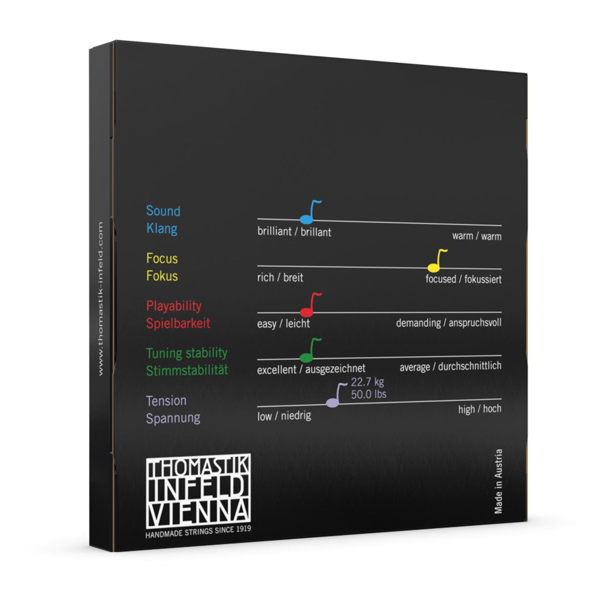 Vision Violin Strings Set with advanced synthetic core for stable tuning and brilliant tone.