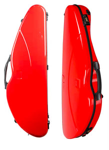 Red violin hard shell half-moon case with handle and combination lock.

White Stripe Lightweight Violin Case

