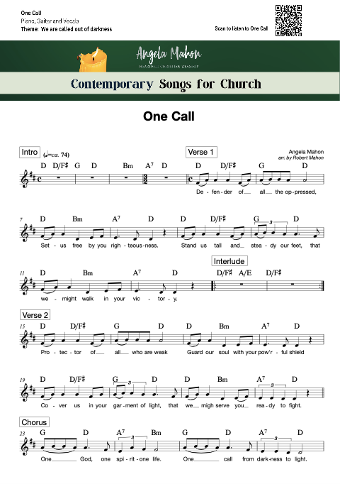 Original key lead sheets for Christian assembly songs

