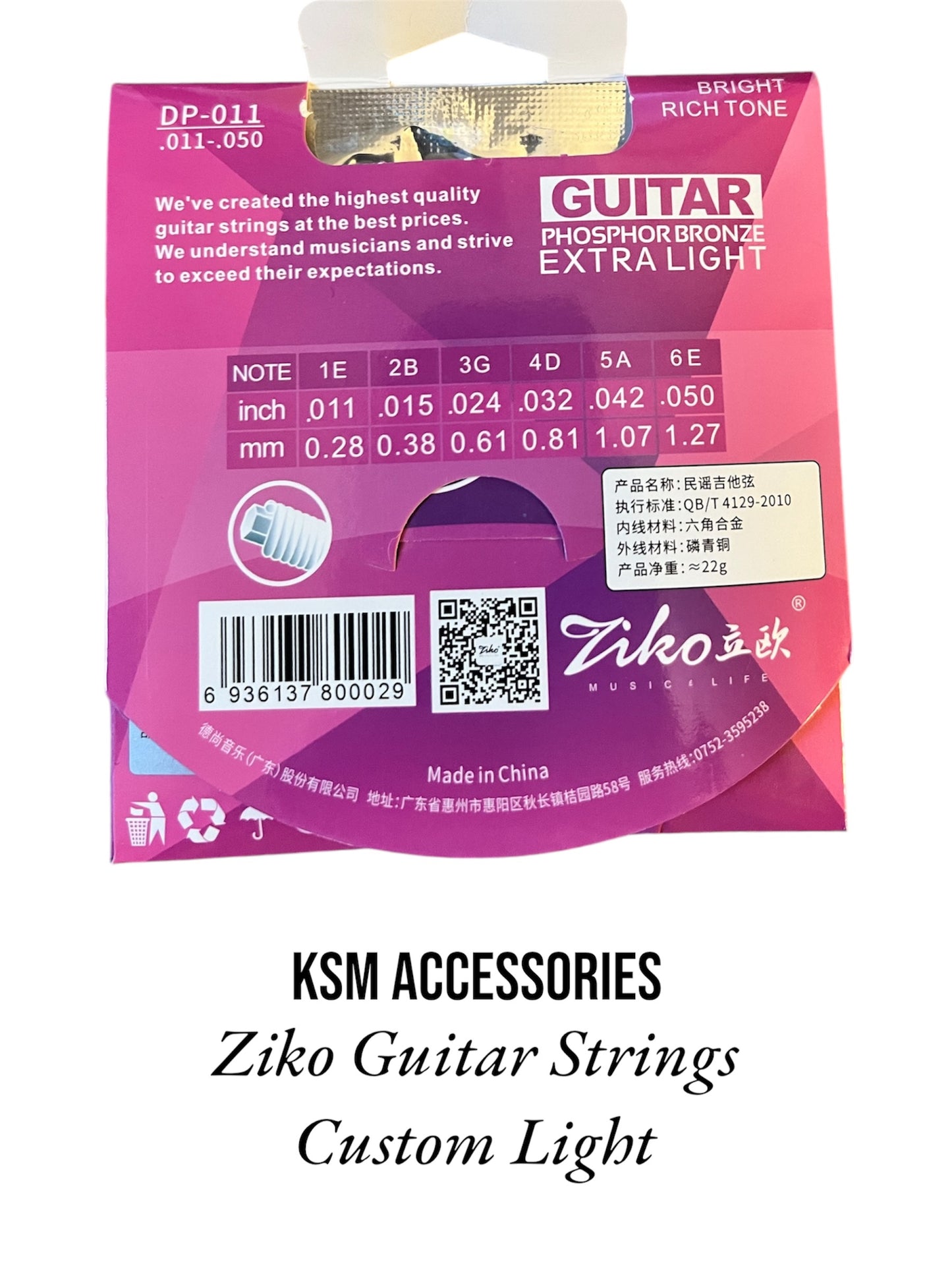 Pack of custom light classical guitar strings 

