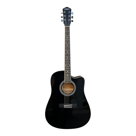 Caravan Electro-Acoustic Guitar Gloss Black, cutaway with pickup/tuner
