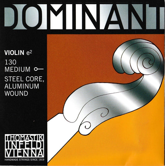 Thomastik Dominant Violin E strings Medium 4/4 (Single) - Steel Core Aluminium wound