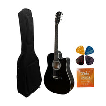 Charger l&#39;image dans la galerie, Kiltra Full Size Acoustic Guitar Gloss Black, dreadnought body

