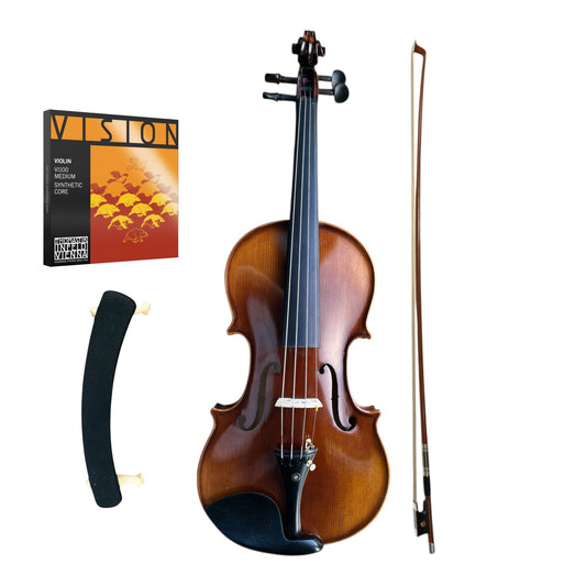 Kiltra Viotii Violin set with bow, shoulder rest, and Vision violin strings 