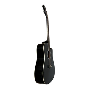 Kiltra Full Size Acoustic Guitar Gloss Black, dreadnought body
