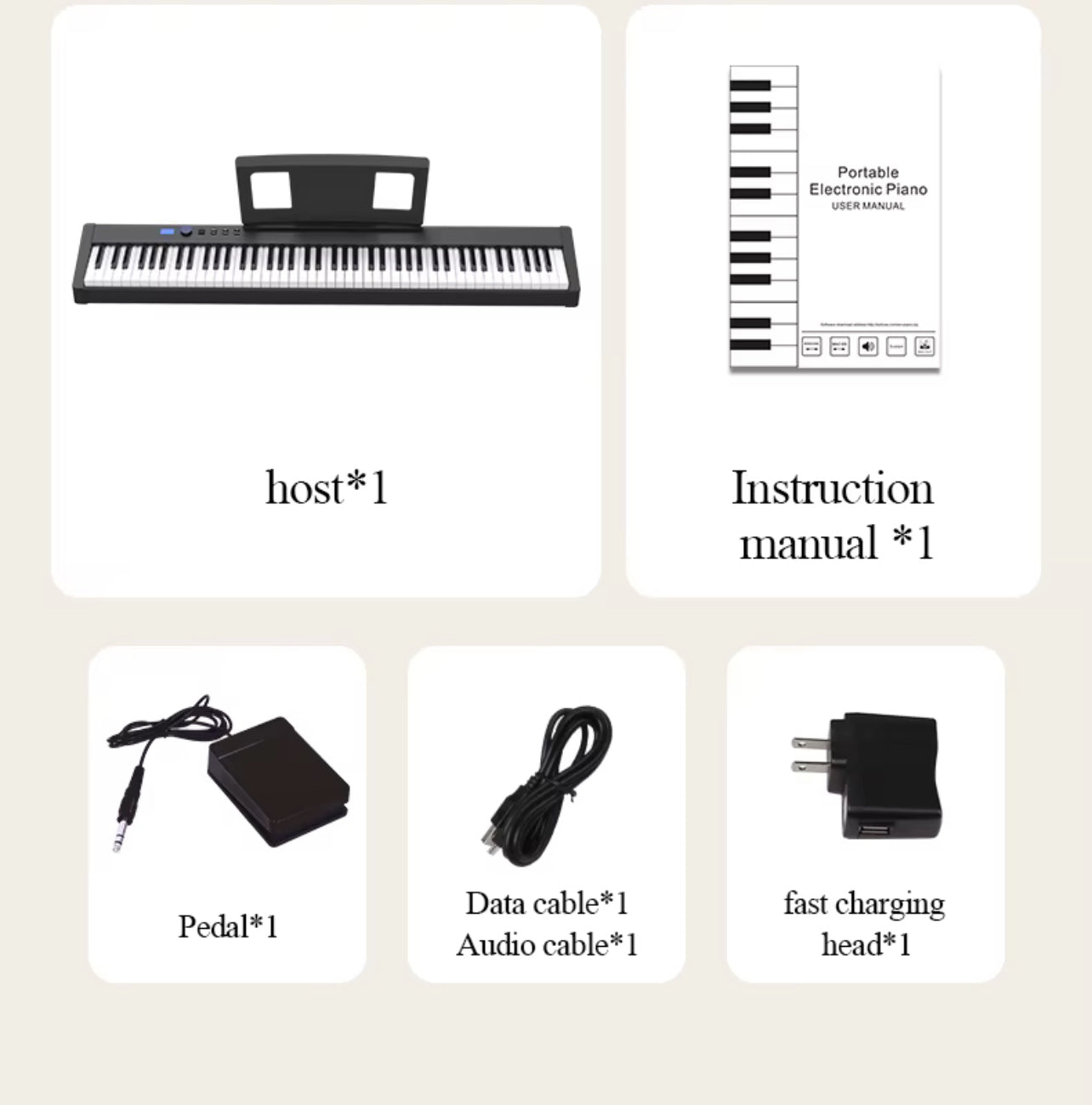 Konix digital keyboard 88 keys front view
