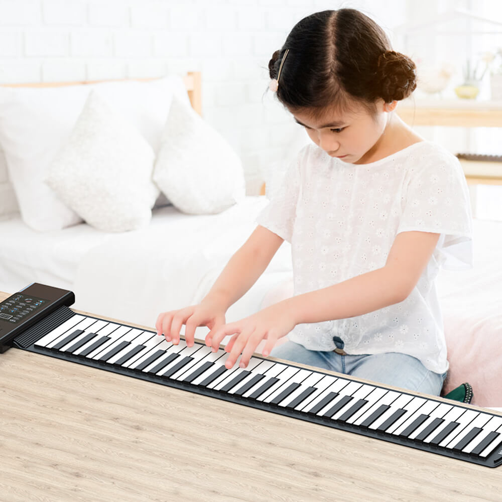 Konix 61-key roll-up piano flat view



