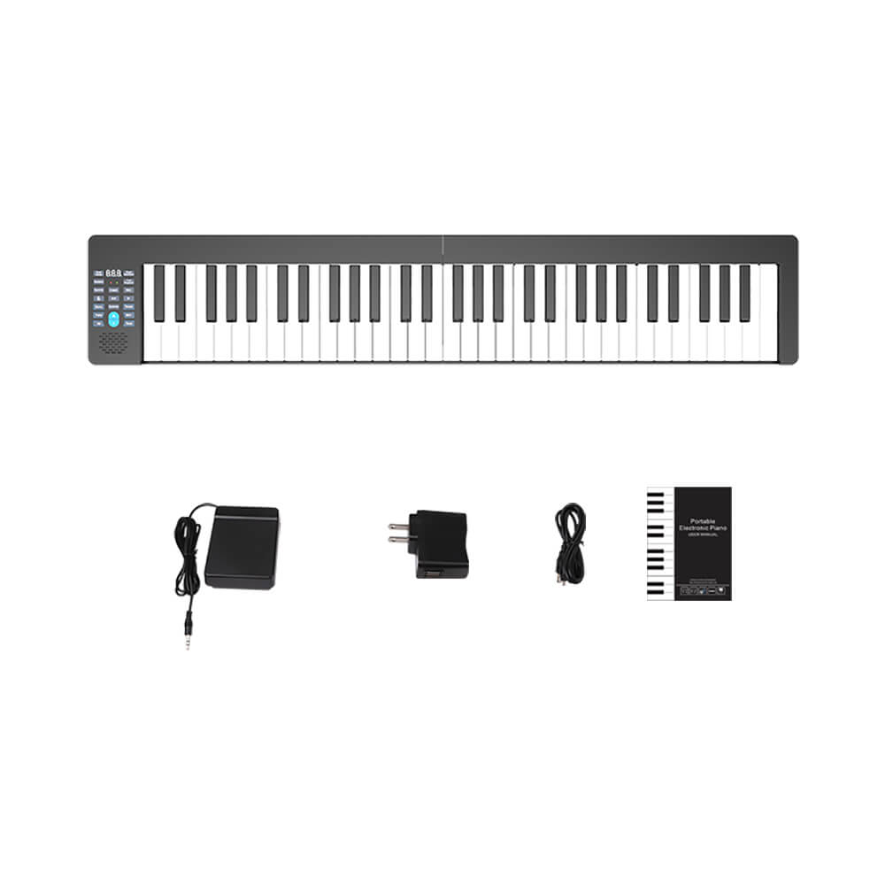 Konix PJ61B 61-Key Foldable Digital Piano – with Pedal & Carry Case