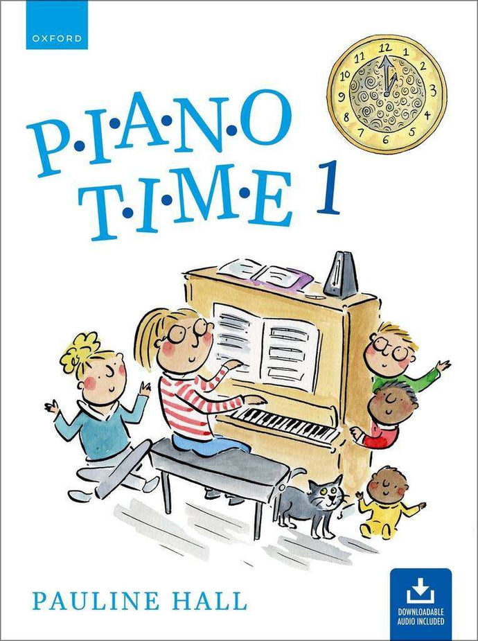 PIANO TIME 1 (Third Edition) book cover showing children around a piano, authored by Pauline Hall, published by Oxford University Press.